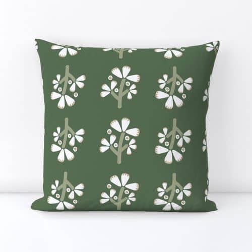 Seamless pattern design cushion green flower