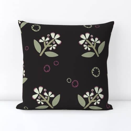 Seamless pattern dark flower cushion