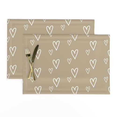 Seamless Pattern design Gold heart placematt