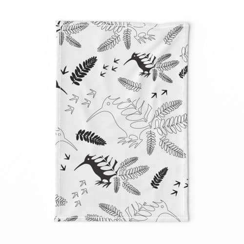 Surface Pattern Kiwi Bird and Fern tea towel
