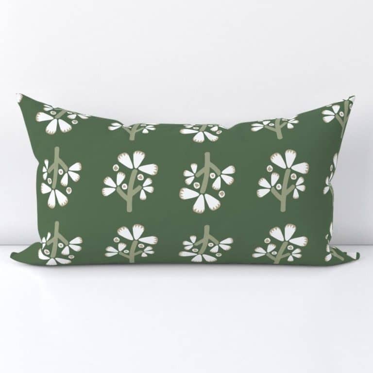 Seamless pattern design cushion green flower