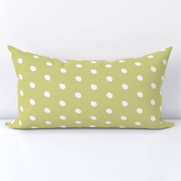 Pillow fabric design green dots