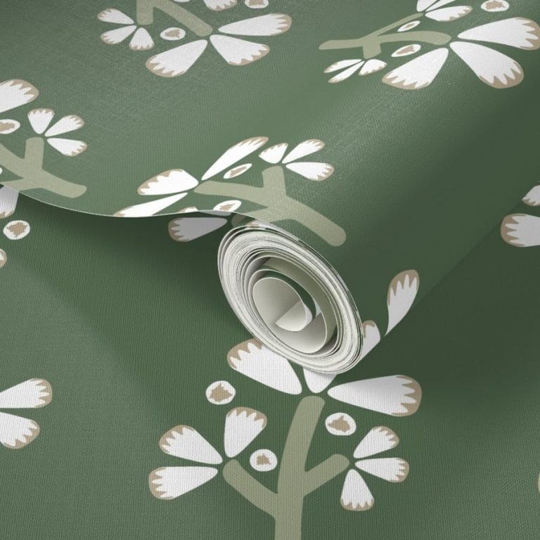 Seamless pattern design wallpaper green flower
